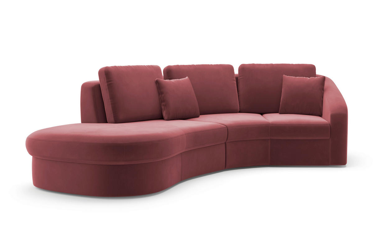 ECKSOFA JAZZ V Aubergine Samt  - Aubergine/Schwarz, MODERN, Kunststoff/Textil (230/266cm) - Sit & More