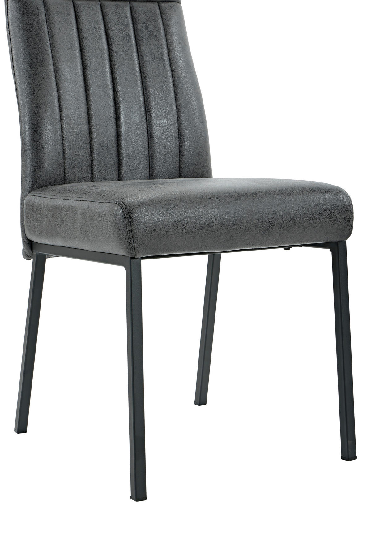 STUHL-SET 4 Stück  in Stahl Mikrofaser  - Anthrazit/Schwarz, MODERN, Textil/Metall (44/96/62cm) - MID.YOU