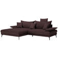 ECKSOFA in Flachgewebe Dunkelbraun  - Dunkelbraun/Schwarz, MODERN, Textil/Metall (173/297cm) - Carryhome