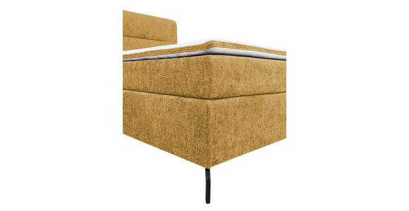 BOXSPRINGBETT 180/200 cm,  in Currygelb, Topper, H4 + H4 = sehr fest  - Currygelb/Schwarz, Design, Textil/Metall (180/200cm) - Esposa