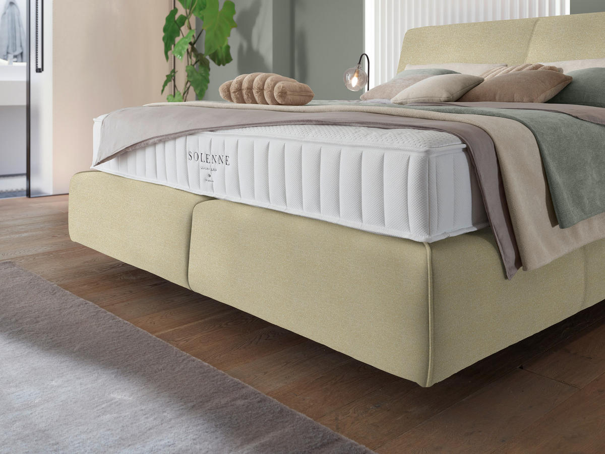 BOXSPRINGBETT 200/200 cm  Creme  - Creme/Schwarz, Design, Kunststoff/Textil (200/200cm) - Johann Jakob