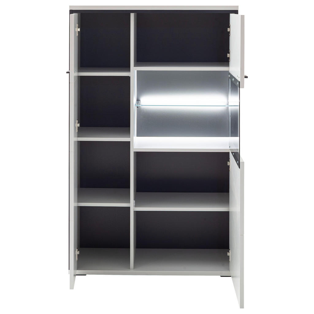 Thumbnail - Stylife Highboard, Schwarz, Weiß, Glas, Holzwerkstoff, 7 Fächer, 84x136x38 cm, Beimöbel erhältlich, Wohnzimmer, Kommoden...