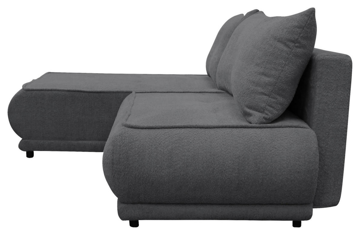ECKSOFA PAROS Dunkelgrau Bouclé  - Dunkelgrau/Schwarz, Design, Kunststoff/Textil (179/277cm) - MID.YOU