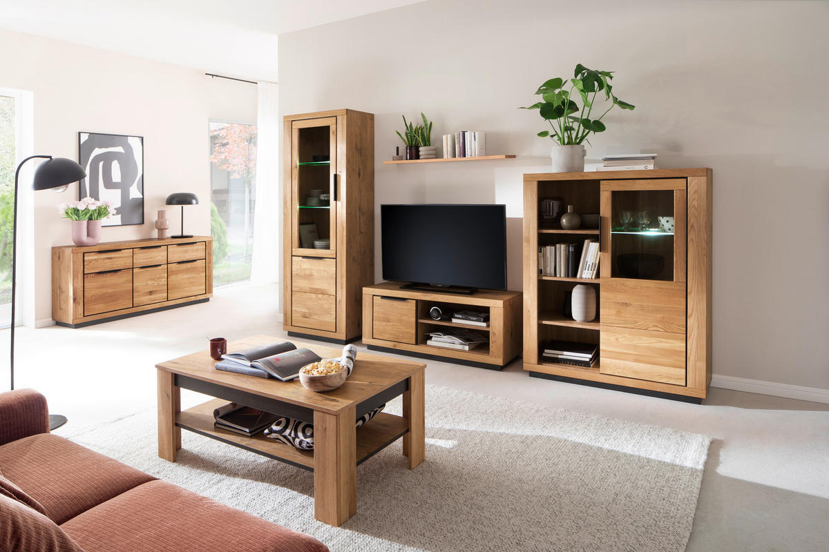 COUCHTISCH in Holzwerkstoff 115/65/46 cm  - Wildeiche/Schwarz, Design, Holzwerkstoff (115/65/46cm) - MID.YOU