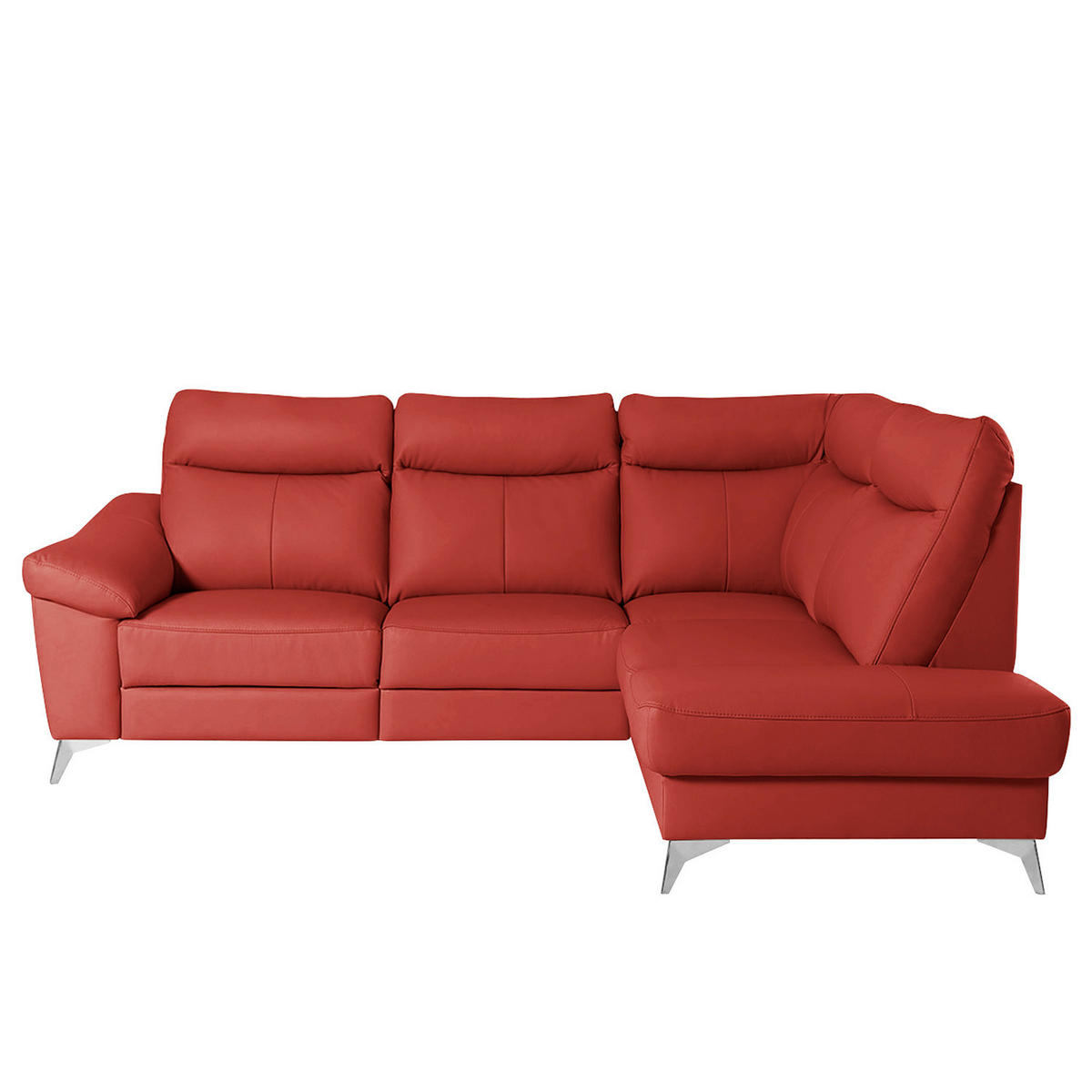 ECKSOFA Rot Echtleder Lederlook  - Chromfarben/Rot, Design, Leder/Textil (242/194cm) - Livetastic