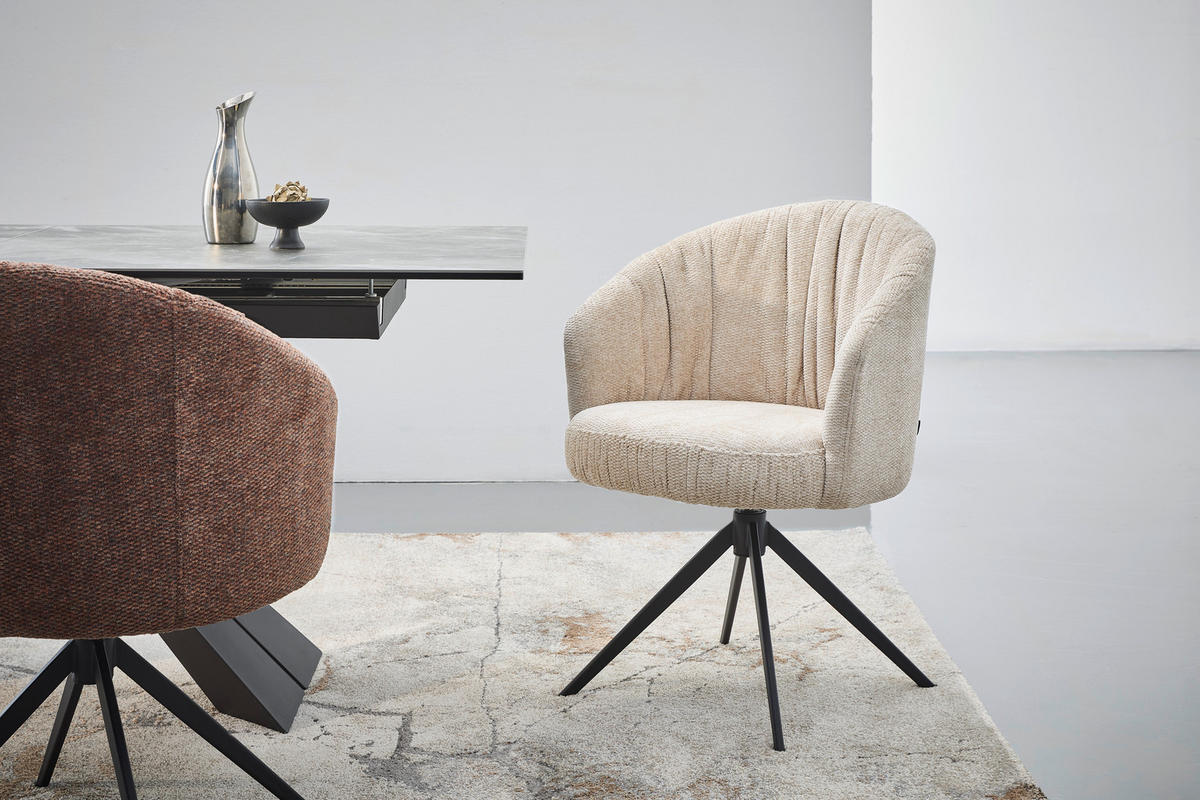 ARMLEHNSTUHL  in Eisen Chenille  - Beige/Schwarz, Design, Textil/Metall (63/81,5/62,5cm) - Dieter Knoll