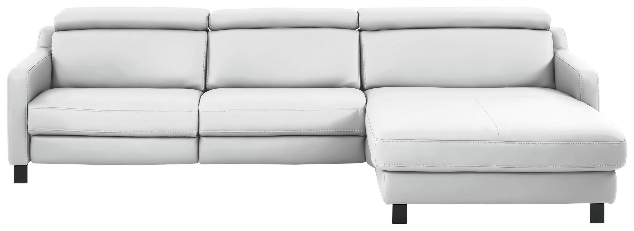 ECKSOFA in Echtleder Weiss  - Weiss/Schwarz, Design, Leder/Metall (291/176cm) - Valdera