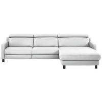 ECKSOFA in Echtleder Weiss  - Weiss/Schwarz, Design, Leder/Metall (291/176cm) - Valdera