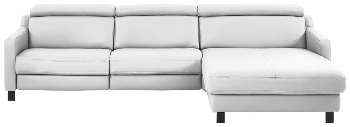 ECKSOFA in Echtleder Weiss  - Weiss/Schwarz, Design, Leder/Metall (291/176cm) - Valdera