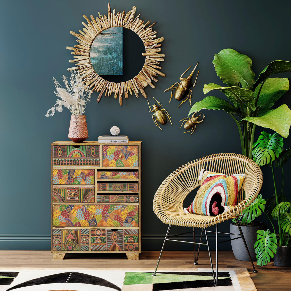 KOMMODE  in 71/90/30 cm  - Goldfarben/Multicolor, Design, Holz/Metall (71/90/30cm) - Kare-Design