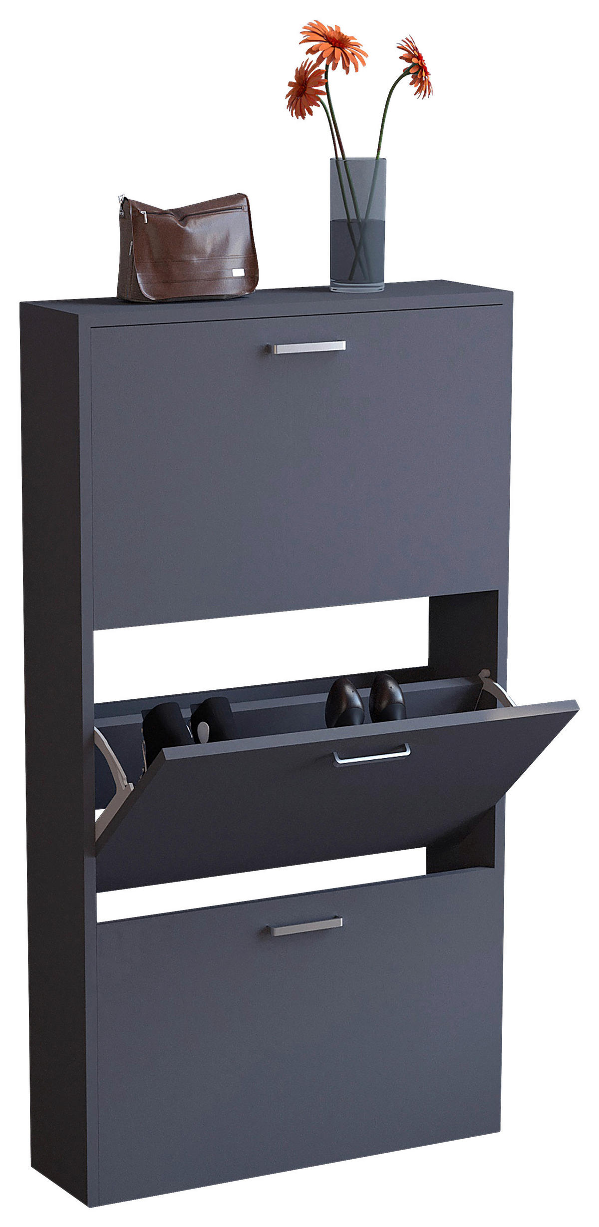 SCHUHSCHRANK Sulos  in 59/108/17 cm  - Anthrazit/Silberfarben, Design, Holzwerkstoff/Kunststoff (59/108/17cm) - MID.YOU