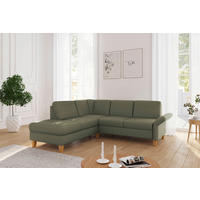 ECKSOFA in Flachgewebe Olivgrün  216/240 cm  - Eichefarben/Olivgrün, KONVENTIONELL, Holz/Textil (216/240cm) - Sit & More
