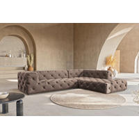ECKSOFA Fresco Braun Samt  - Schwarz/Braun, Design, Kunststoff/Textil (325/228cm) - P & B