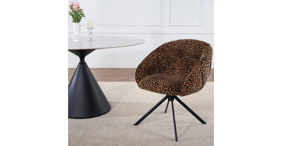 ARMLEHNSTUHL  Sitzfläche 360° drehbar Webstoff  - Hellbraun/Schwarz, Design, Textil/Metall (64/84/65cm) - Novel