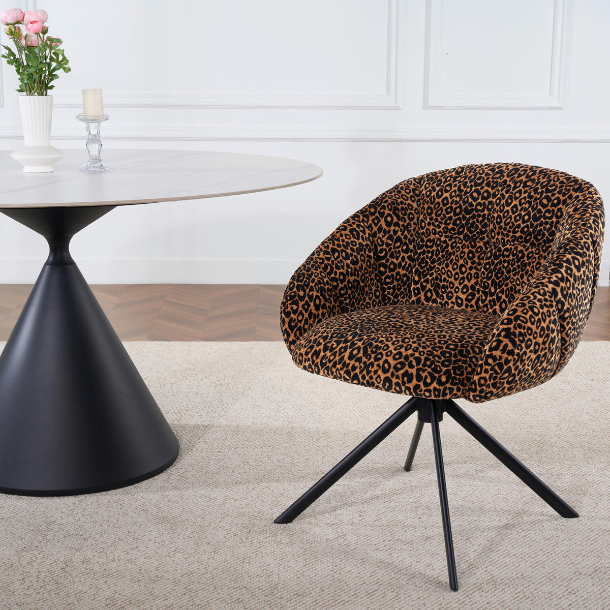 ARMLEHNSTUHL  Sitzfläche 360° drehbar Webstoff  - Hellbraun/Schwarz, Design, Textil/Metall (64/84/65cm) - Novel