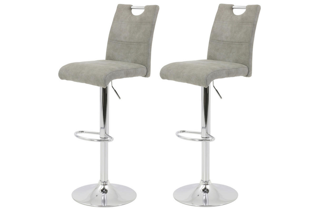 BARHOCKER in Metall, Textil Grau, Chromfarben  - Chromfarben/Grau, MODERN, Textil/Metall (40/97-119/50cm) - MID.YOU