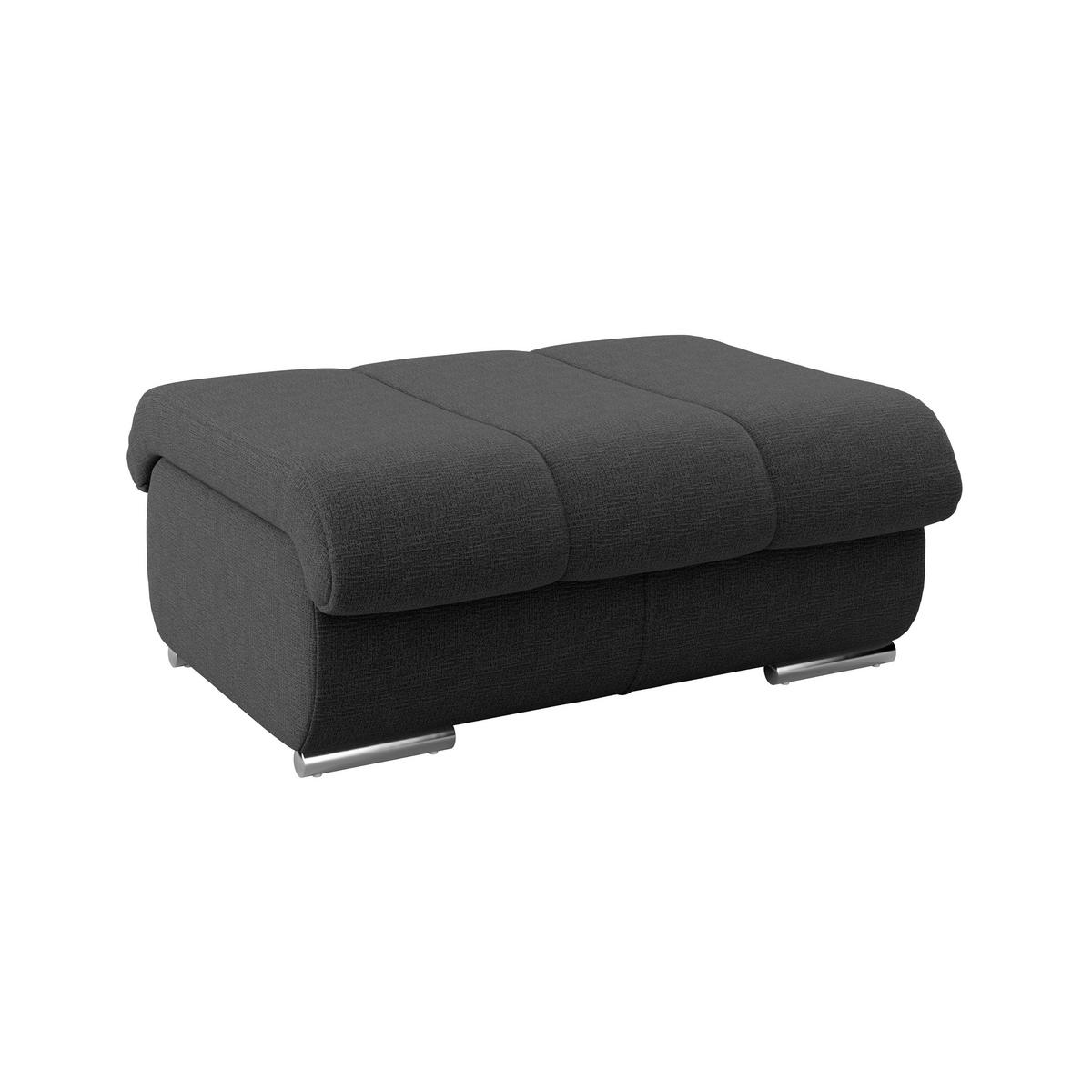 HOCKER Textil Schwarz  - Chromfarben/Schwarz, Modern, Textil/Metall (100/43/80cm) - Livetastic