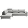 ECKSOFA in Echtleder Hellgrau  - Chromfarben/Hellgrau, Design, Leder/Metall (200/281cm) - Pure Home Lifestyle