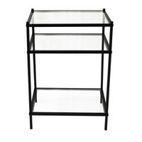 SIDOBORD i metall, glas 50/40/70 cm  - klar/svart, Modern, metall/glas (50/40/70cm) - Novel