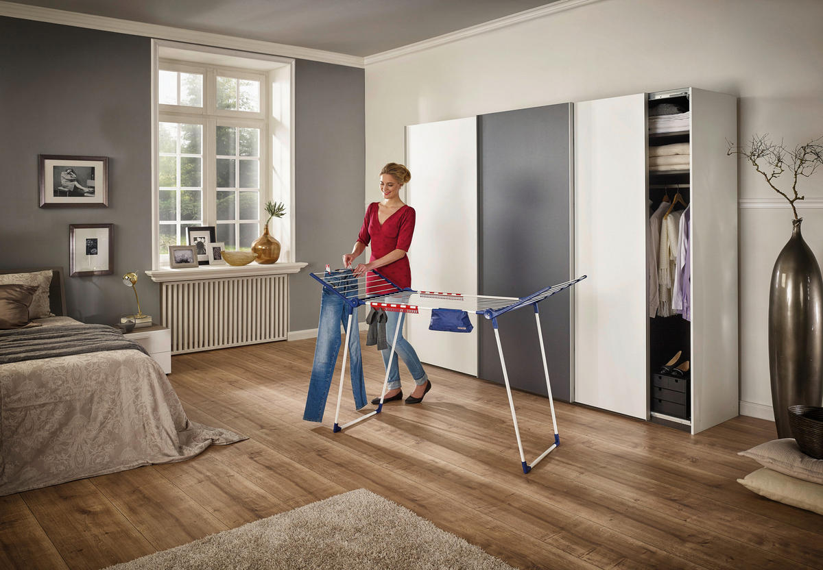 USCĂTOR DE RUFE VERTICAL - albastru/alb, Basics, plastic (87/157/66cm) - Leifheit