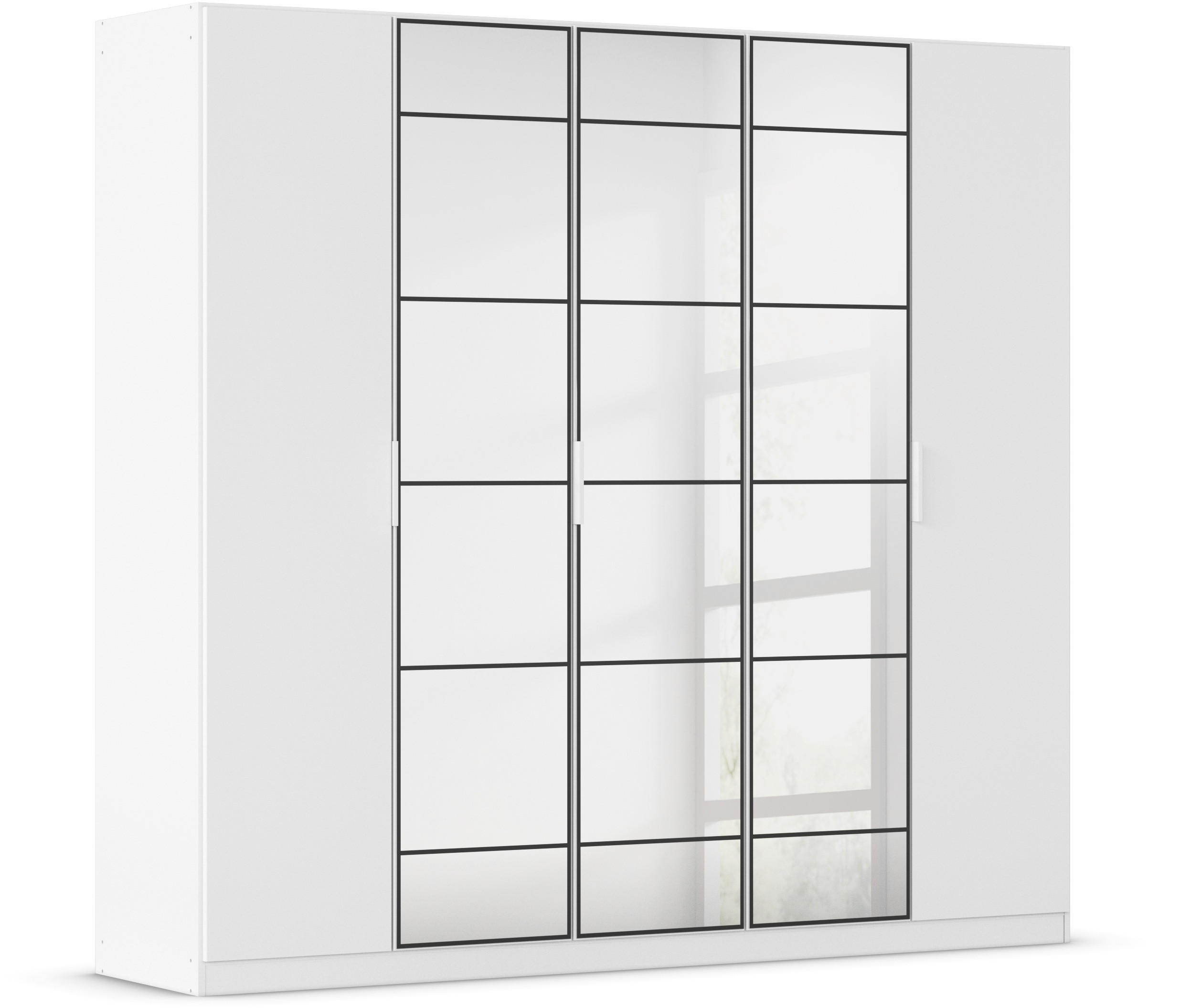 DREHTÜRENSCHRANK 226/210/54 cm 5-türig Weiß, Schwarz  - Schwarz/Weiß, Design, Glas/Holzwerkstoff (226/210/54cm) - Rauch Möbel