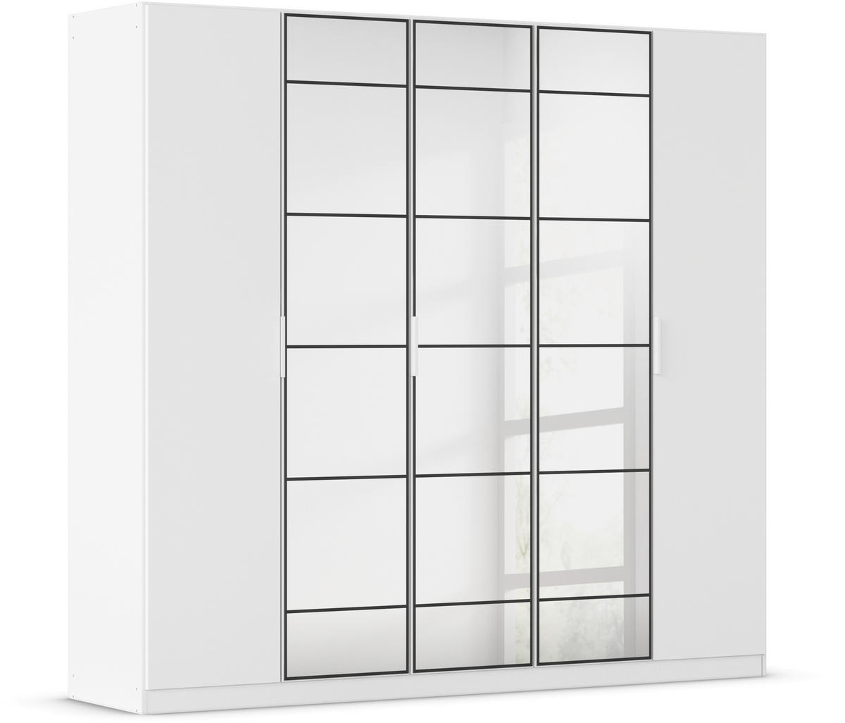DREHTÜRENSCHRANK 226/210/54 cm 5-türig Weiß, Schwarz  - Schwarz/Weiß, Design, Glas/Holzwerkstoff (226/210/54cm) - Rauch Möbel