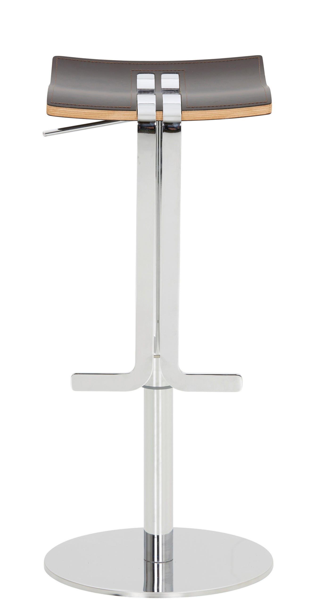 BARHOCKER in Metall, Leder Chromfarben, Mokka  - Chromfarben/Mokka, Design, Leder/Metall (36/58-85/34cm) - Novel