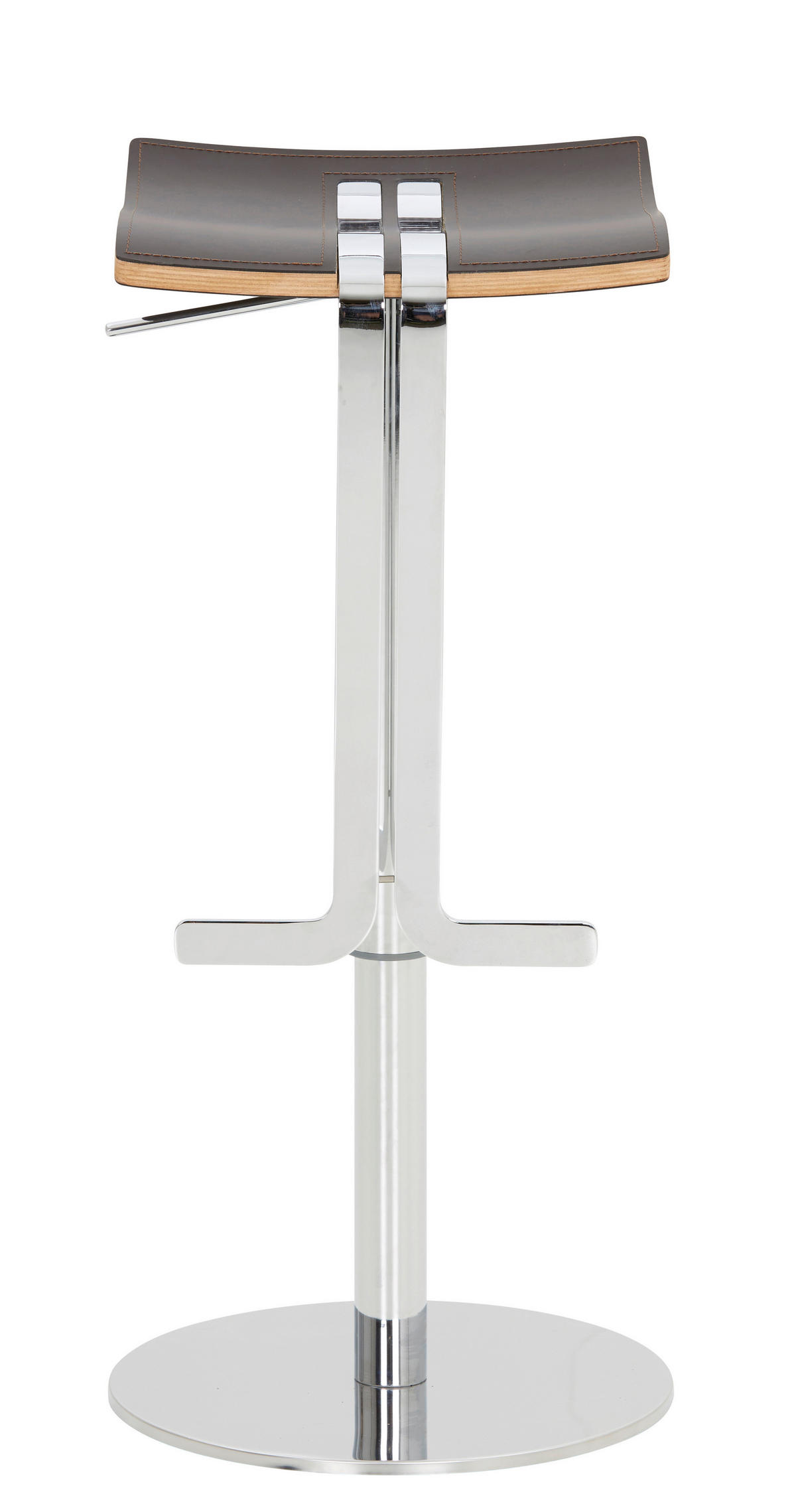 BARHOCKER in Metall, Leder Chromfarben, Mokka  - Chromfarben/Mokka, Design, Leder/Metall (36/58-85/34cm) - Novel