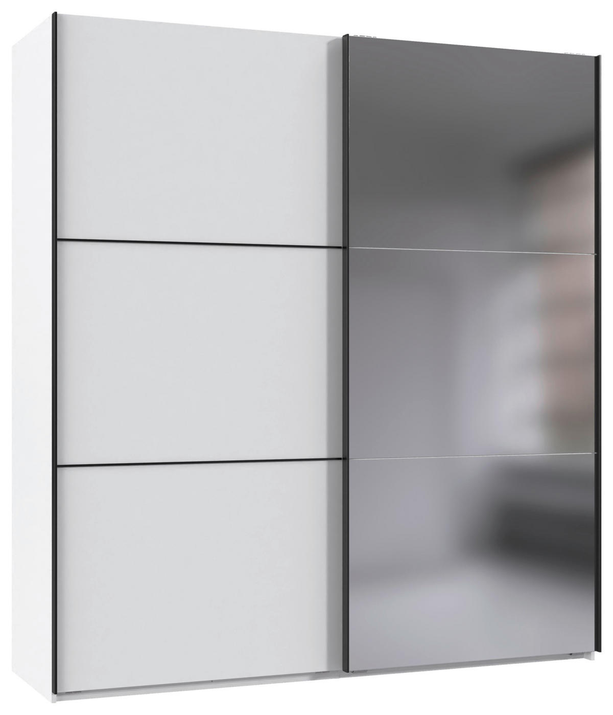 SCHWEBETÜRENSCHRANK 200/216/65 cm 2-türig Schwarz, Weiß  - Schwarz/Weiß, KONVENTIONELL, Glas/Holzwerkstoff (200/216/65cm) - Stylife