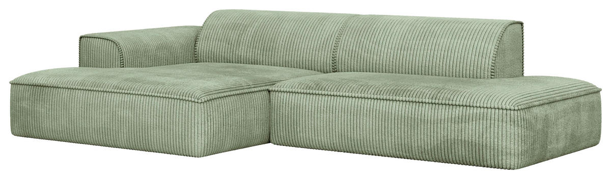 ECKSOFA Cord Mintgrün  - Schwarz/Mintgrün, Konventionell, Holzwerkstoff/Kunststoff (294/165cm) - Livetastic