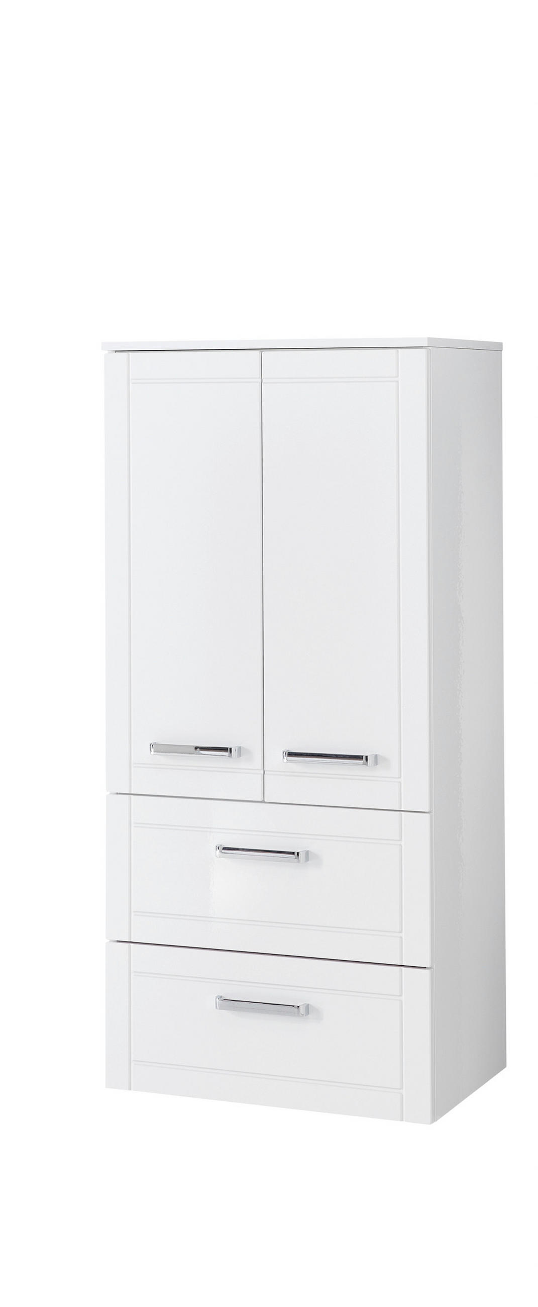 MIDISCHRANK 60,2/130/42,6 cm  - Chromfarben/Weiß Hochglanz, MODERN, Glas/Holzwerkstoff (60,2/130/42,6cm) - Sadena