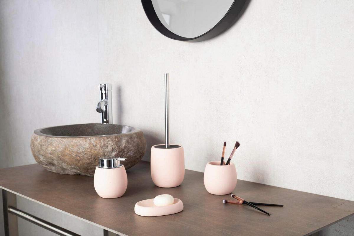 WC SADA - ŠTĚTKA A DRŽÁK - barvy chromu/světle růžová, Basics, kov/plast (10,5/35,5/10,5cm) - Sadena