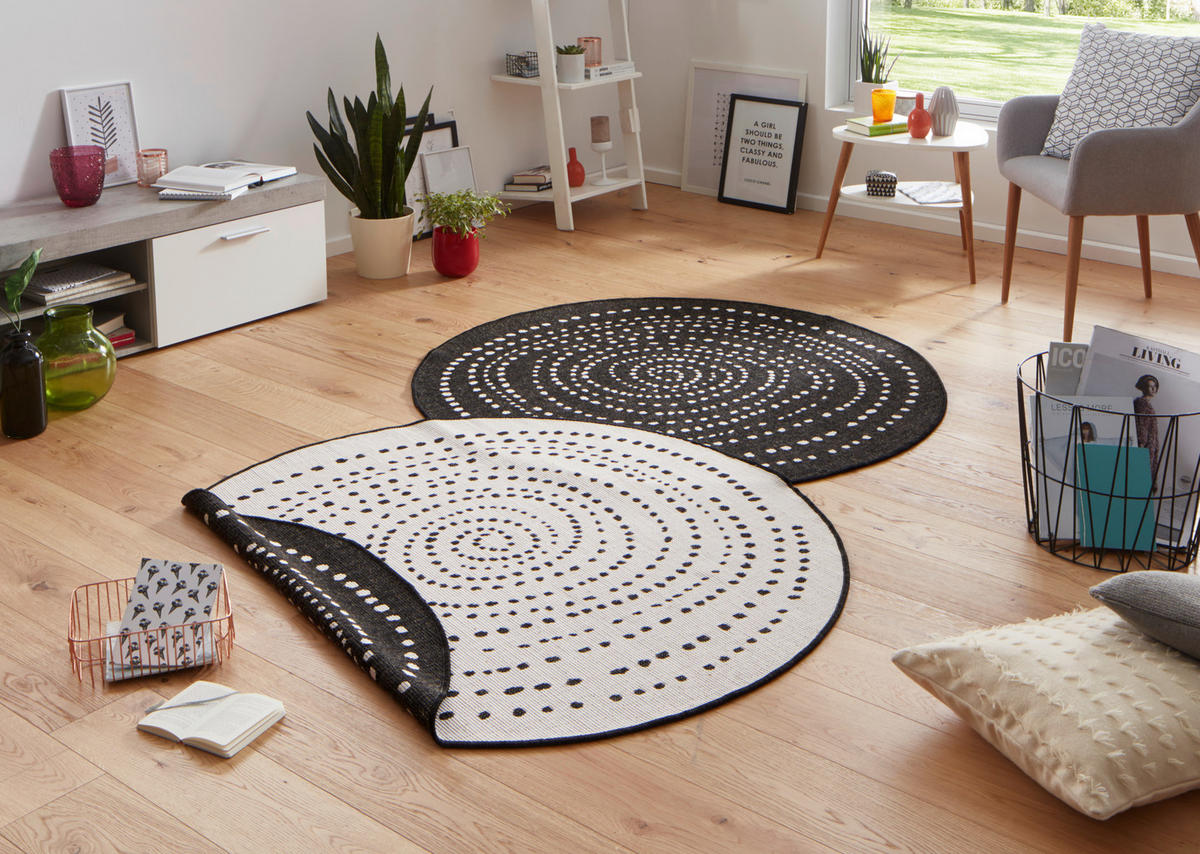 OUTDOORTEPPICH 200 cm Twin Creme, Schwarz  - Creme/Schwarz, Design, Kunststoff (200cm)