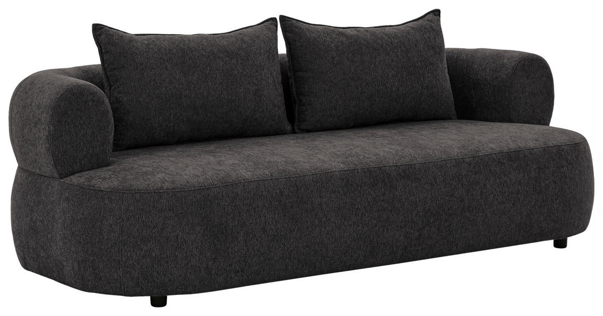 3-SITZER-SOFA in Chenille Schwarz  - Schwarz, Design, Kunststoff/Textil (200/76/96cm) - Livetastic