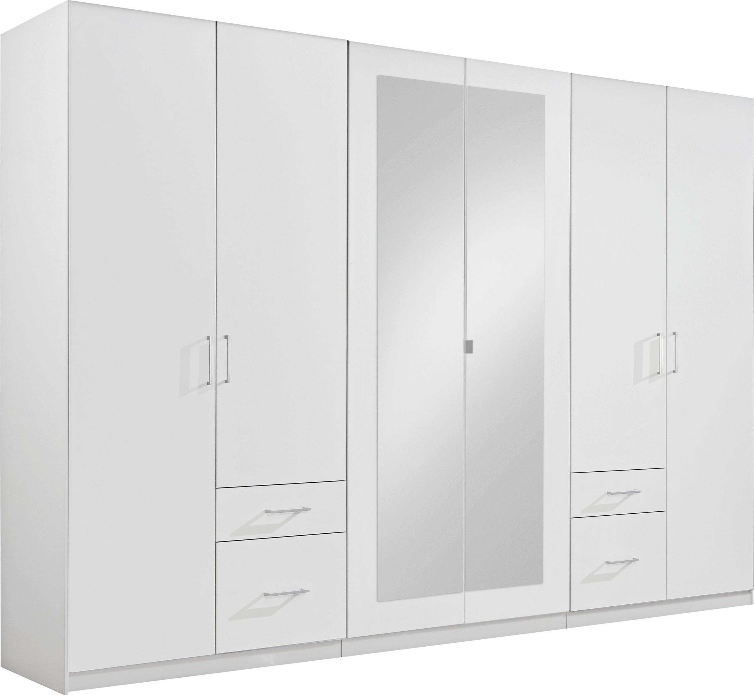 DREHTÜRENSCHRANK 6-türig Weiß - Silberfarben/Weiß, Design, Glas/Holzwerkstoff (270/210/58cm) - MID.YOU