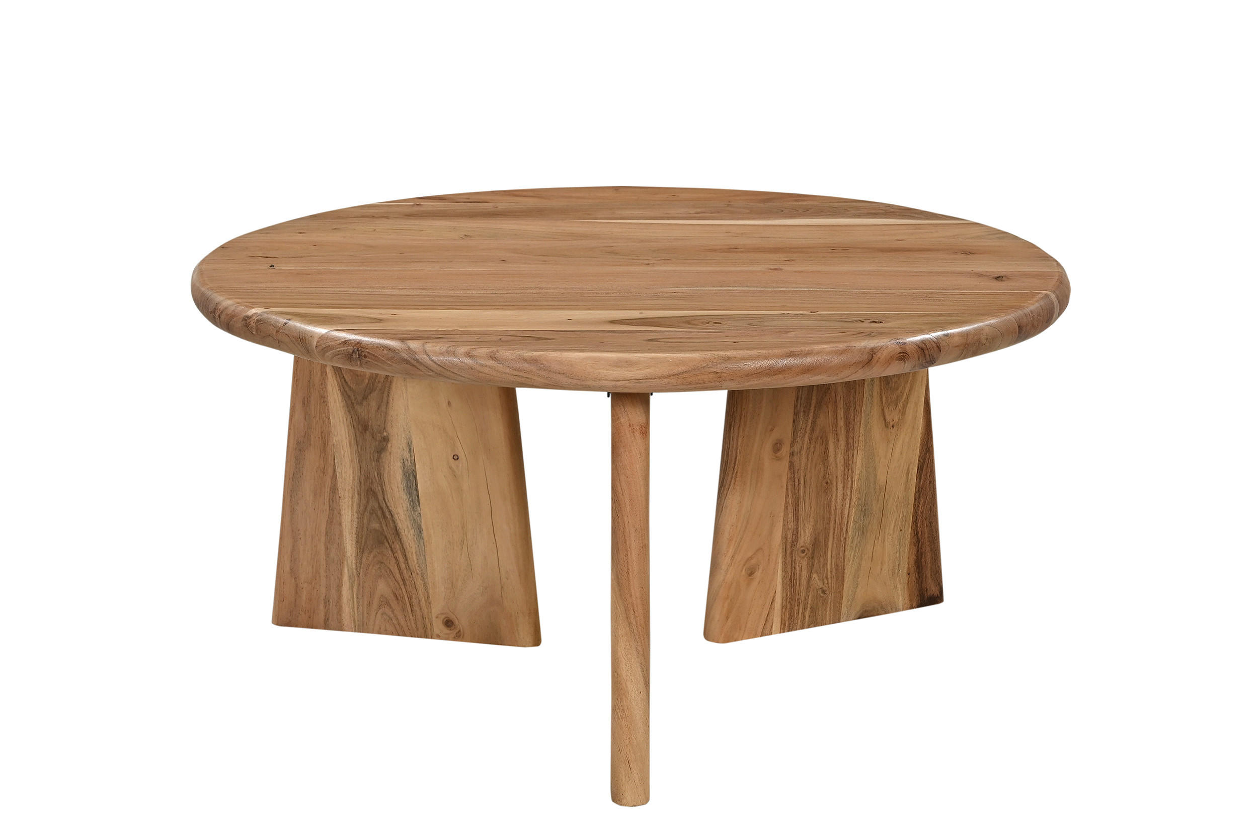 COUCHTISCH Akazie massiv 90/90/44 cm rund Naturfarben  - Naturfarben, Design, Holz (90/90/44cm) - MID.YOU