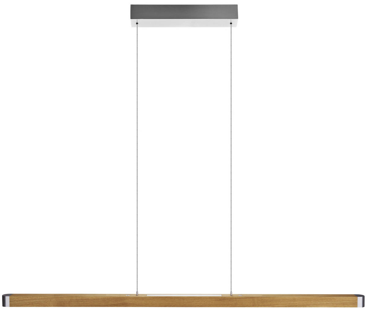 LED-HÄNGELEUCHTE 130/4/95-160 cm  - Eichefarben/Silberfarben, Natur, Holz/Metall (130/4/95-160cm) - Herzblut