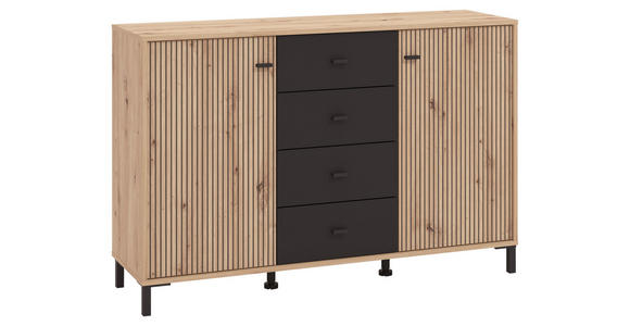 SIDEBOARD in 138/90/40 cm - Schwarz/Eiche Artisan, Basics, Holzwerkstoff/Kunststoff (138/90/40cm) - Carryhome