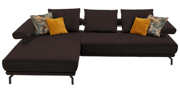 ECKSOFA in Echtleder Dunkelbraun  - Dunkelbraun/Schwarz, Design, Leder/Metall (224/305cm) - Dieter Knoll