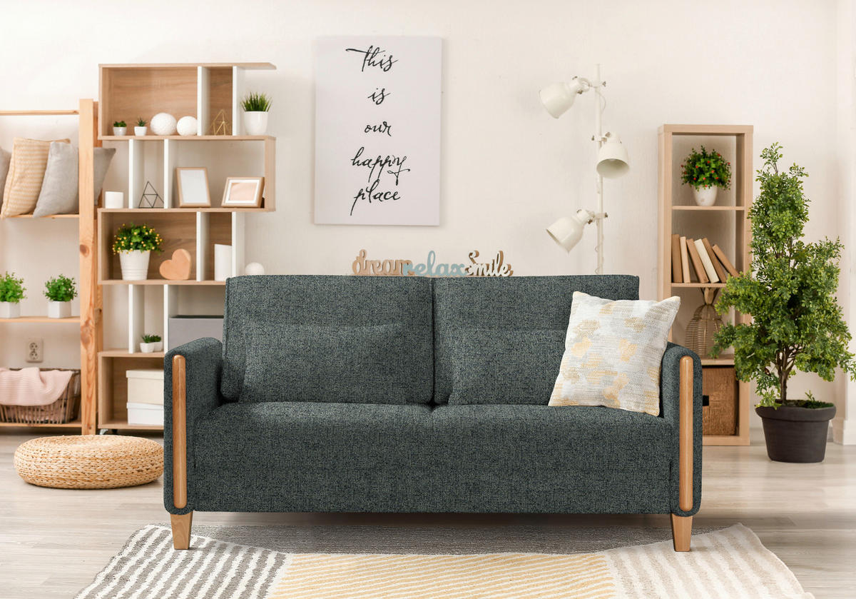 SCHLAFSOFA in Holz, Textil Grau, Grün, Buchefarben  - Buchefarben/Grau, Design, Holz/Textil (174/88/104cm) - Niels Andersson