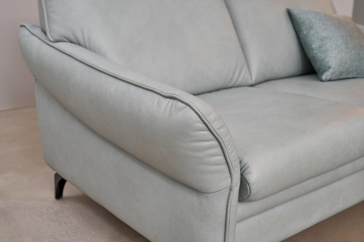 KÉTÜLÉSES KANAPÉ bőr világosszürke  - világosszürke/nemesacélszínű, Design, bőr/fém (150/100/90cm) - Himolla