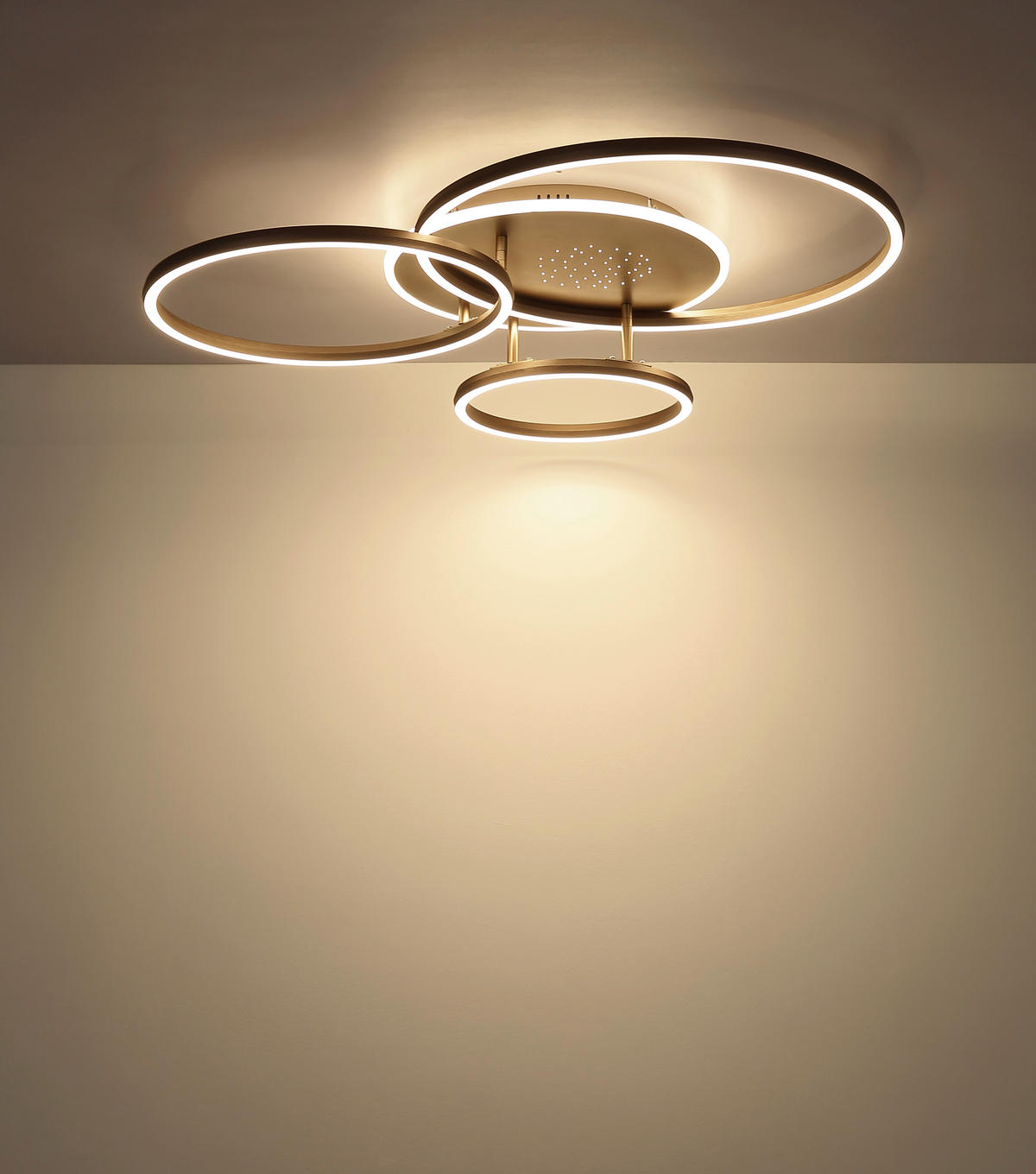 LED-DECKENLEUCHTE Glintia 80,7/70/13 cm  - Champagner/Opal, Design, Kunststoff/Metall (80,7/70/13cm) - Globo