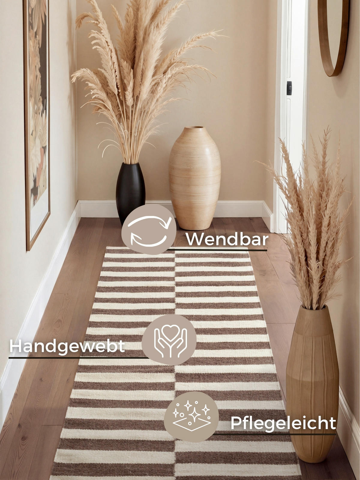 LÄUFER 80/200 cm Vika  - Dunkelbraun/Weiß, Basics, Textil (80/200cm) - Hanse Home