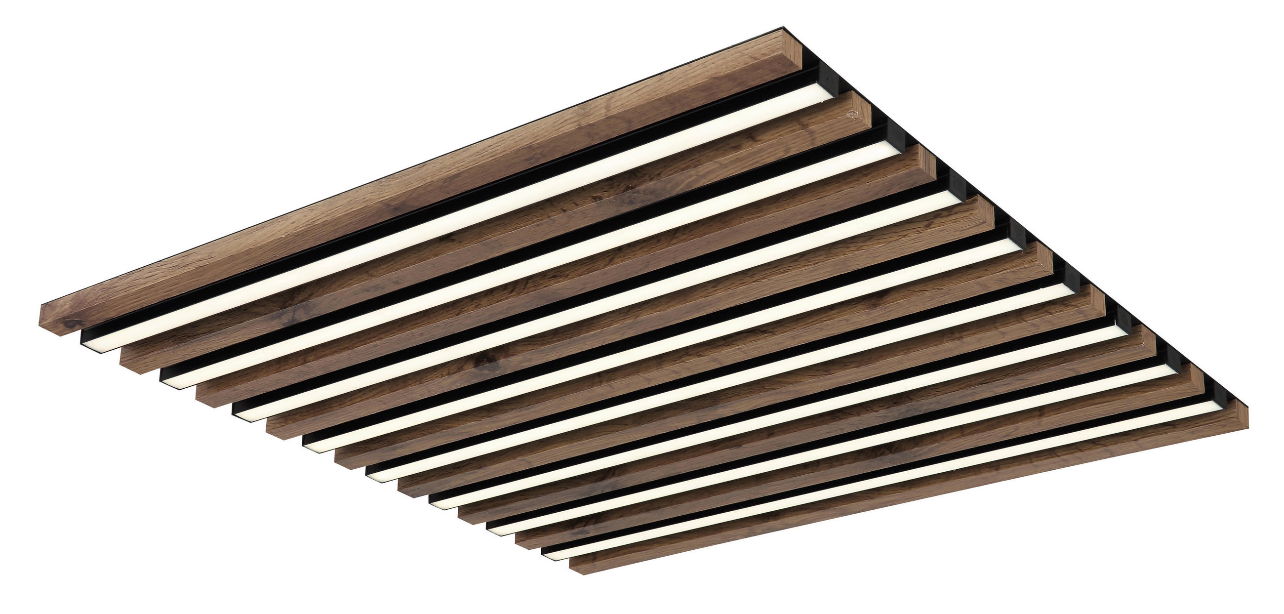 LED-DECKENLEUCHTE    60/60/6 cm  - Weiss/Dunkelbraun, Natur, Holzwerkstoff/Kunststoff (60/60/6cm) - Globo