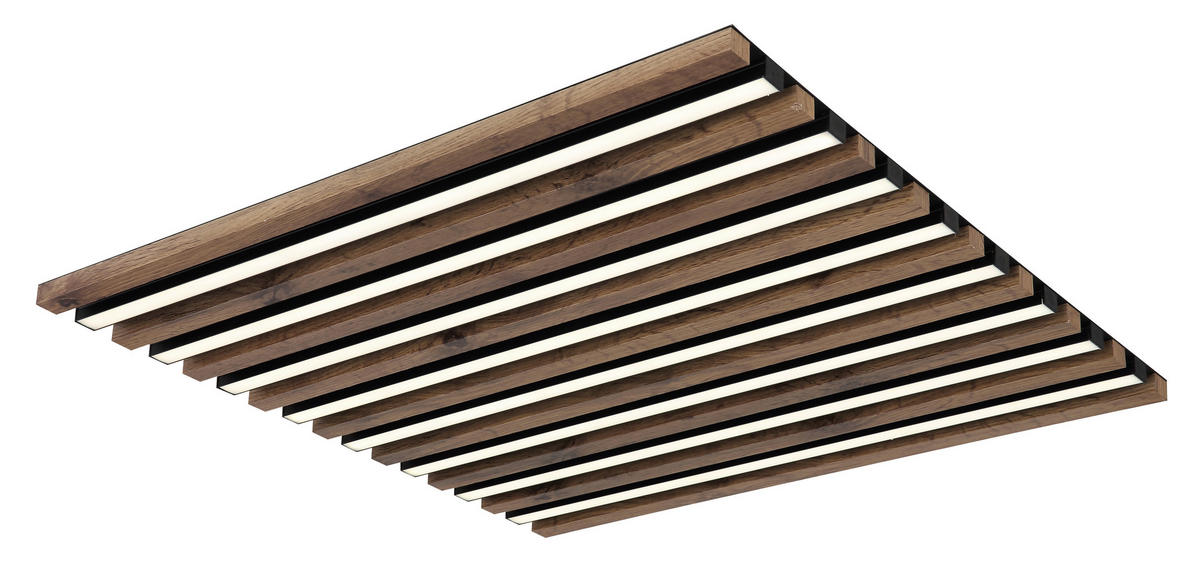 LED-DECKENLEUCHTE    60/60/6 cm  - Weiss/Dunkelbraun, Natur, Holzwerkstoff/Kunststoff (60/60/6cm) - Globo