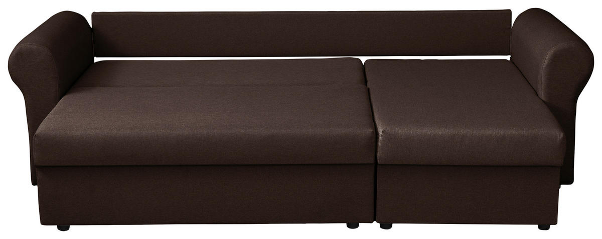 ECKSOFA in Flachgewebe Dunkelbraun  248/143 cm  - Dunkelbraun/Schwarz, Design, Kunststoff/Textil (248/143cm) - P & B