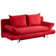 SCHLAFSOFA Armteil verstellbar Sorini  mit Stoffauswahl Mikrofaser Rot  - Chromfarben/Rot, Design, Textil (194/73/91cm) - Xora