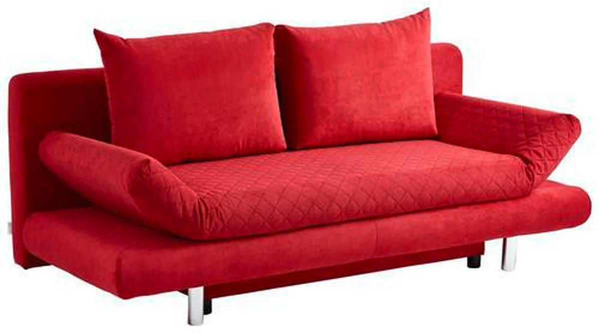 BÄDDSOFFA i mikrofiber röd  - röd/kromfärg, Design, textil (194/73/91cm) - MID.YOU