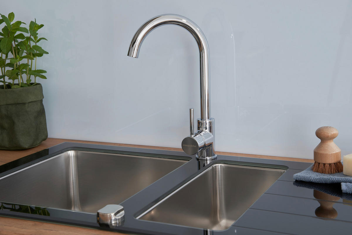 SPÜLE 1720NEWYORK100X50S  - Schwarz, Trend, Glas/Metall (100/21/50cm) - Respekta