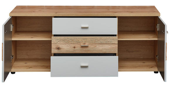 LOWBOARD in 155/60/48 cm - Wildeiche/Hellgrau, Design, Holz/Holzwerkstoff (155/60/48cm) - Novel